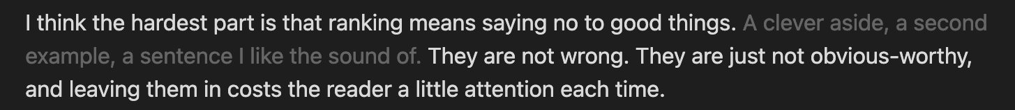 A faded sentence inside a paragraph
